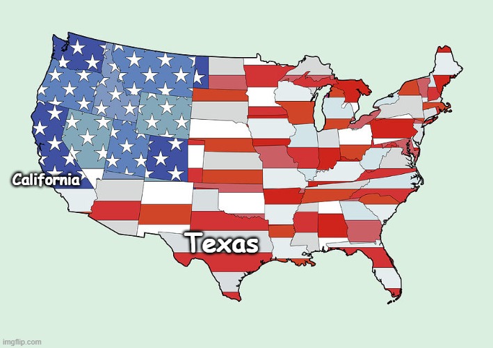 California vs Texas | California; Texas | image tagged in united states of america,nnngk | made w/ Imgflip meme maker