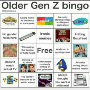 High Quality older gen z bingo Blank Meme Template