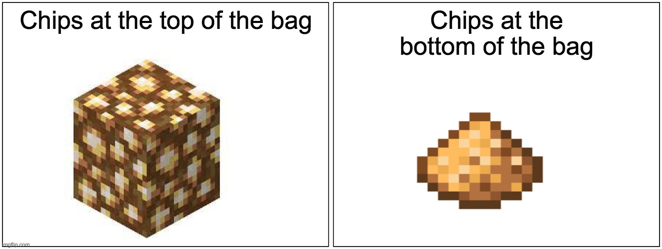 Chips at the top of the bag vs Chips at the bottom - Imgflip