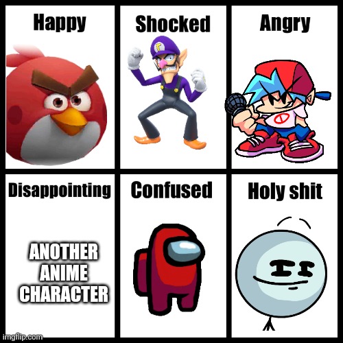 Smash DLC Reactions Chart | ANOTHER ANIME CHARACTER | image tagged in smash reactions table | made w/ Imgflip meme maker