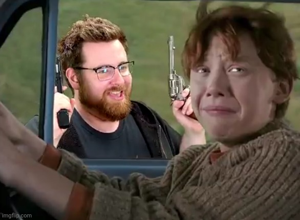 Tomska scaring ron | image tagged in tomska scaring ron | made w/ Imgflip meme maker
