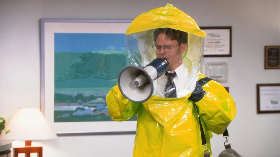 Dwight hazmat Blank Meme Template