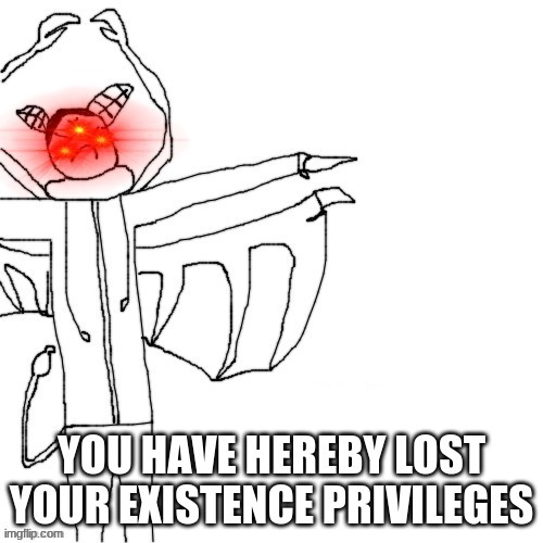 crls "YOU HAVE HEREBY LOST YOUR EXISTENCE PRIVILEGES" | image tagged in crls you have hereby lost your existence privileges | made w/ Imgflip meme maker