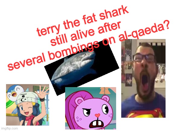 wow | terry the fat shark still alive after several bombings on al-qaeda? | made w/ Imgflip meme maker