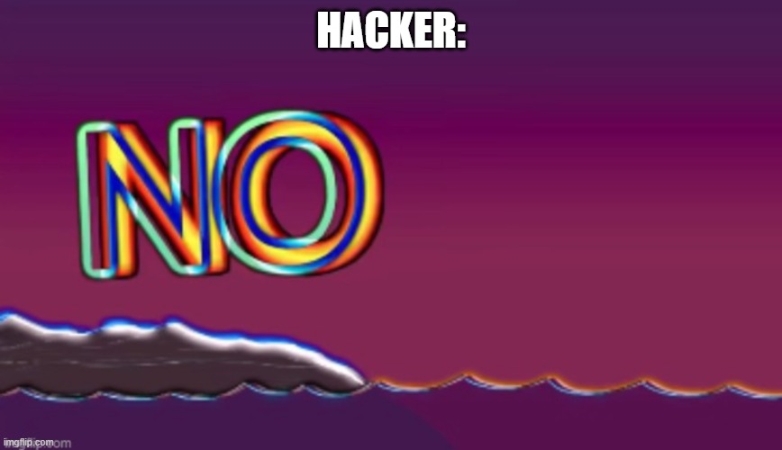 NO | HACKER: | image tagged in no | made w/ Imgflip meme maker