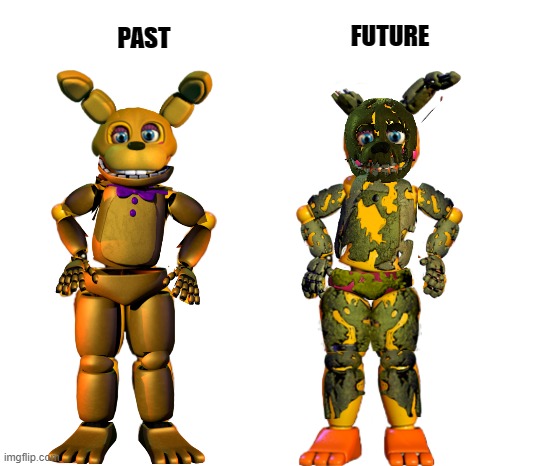 Toy Chica's Spring Bonnie Costume (Past and Future) | FUTURE; PAST | image tagged in fnaf2,fnaf 3 | made w/ Imgflip meme maker