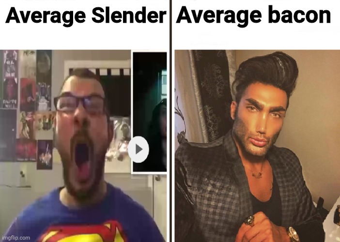 Average Fan vs Average Enjoyer | Average bacon; Average Slender | image tagged in average fan vs average enjoyer | made w/ Imgflip meme maker