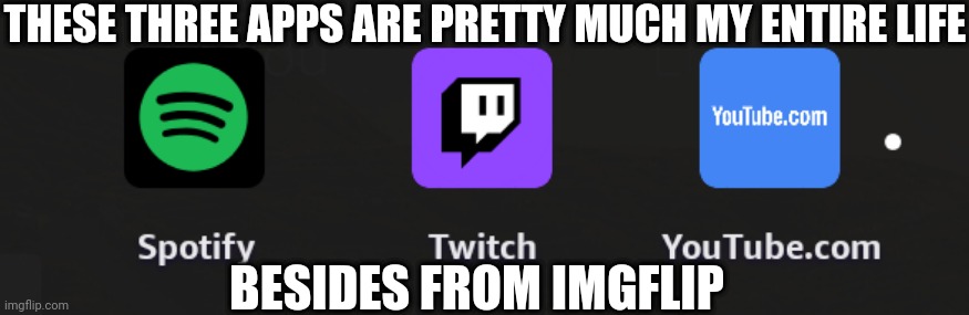 THESE THREE APPS ARE PRETTY MUCH MY ENTIRE LIFE; BESIDES FROM IMGFLIP | made w/ Imgflip meme maker