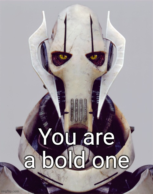 Greivous Warning. | You are a bold one | image tagged in greivous warning | made w/ Imgflip meme maker