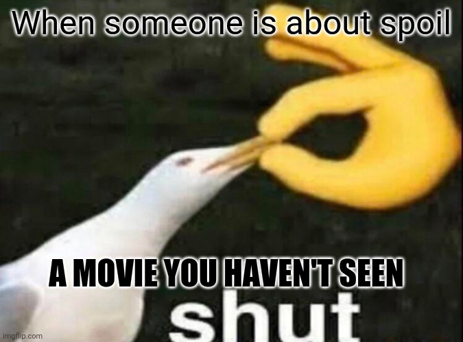 Shhhhhhh | When someone is about spoil; A MOVIE YOU HAVEN'T SEEN | image tagged in shut | made w/ Imgflip meme maker