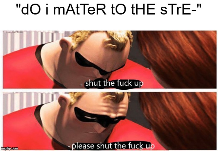 "dO i mAtTeR tO tHE sTrE-" | made w/ Imgflip meme maker