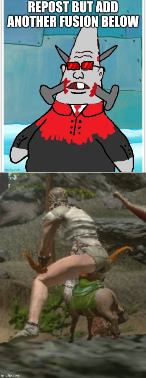 Didn't have any fusions on my phone so take my Megaloceros, Kel, that was glitched tiny | image tagged in kel the megaloceros | made w/ Imgflip meme maker