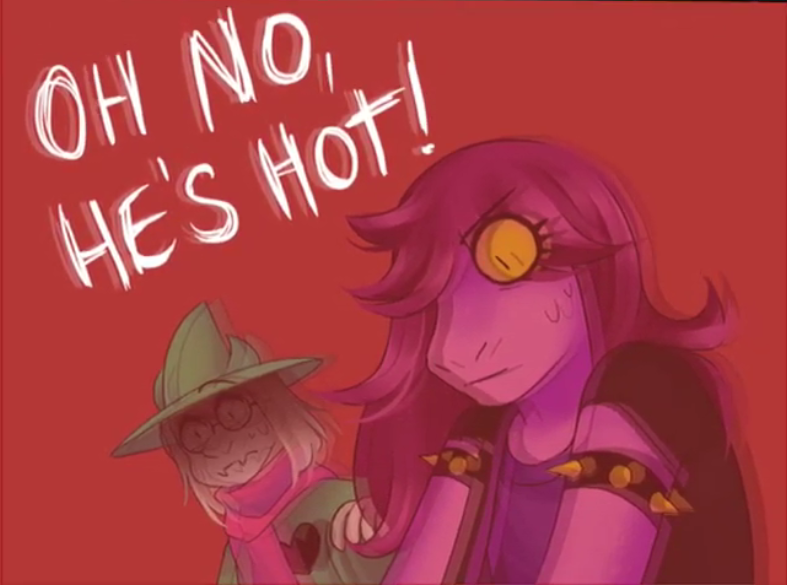 High Quality Susie and Ralsei Oh No He's Hot Blank Meme Template