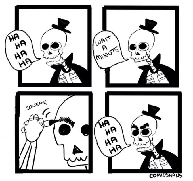 Laughs in Skeleton Blank Meme Template