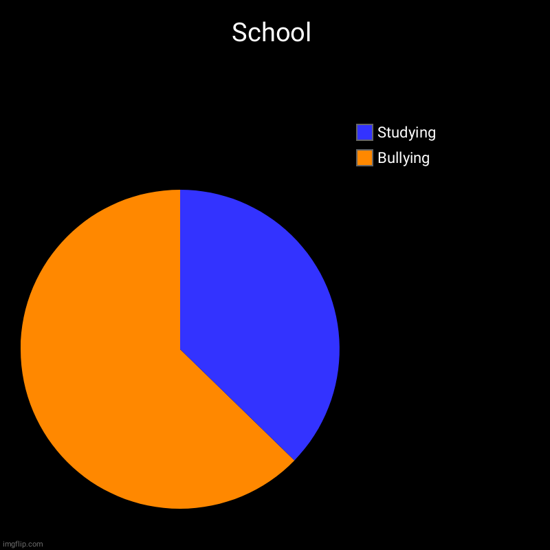 Schools | School | Bullying, Studying | image tagged in charts,pie charts | made w/ Imgflip chart maker