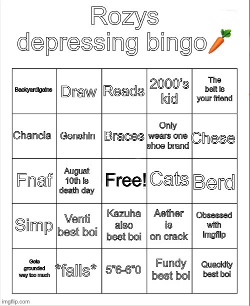 Rozys depressing bingo | image tagged in rozys depressing bingo | made w/ Imgflip meme maker