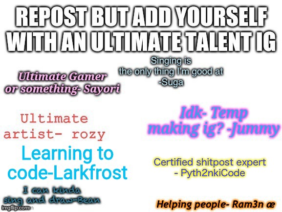 Like I said, I get caught in trends once and never again | Certified shitpost expert
- Pyth2nkiCode | made w/ Imgflip meme maker