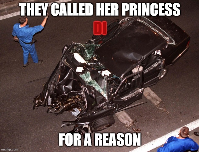 dark humour | THEY CALLED HER PRINCESS; DI; FOR A REASON | image tagged in princess diana,dark humor | made w/ Imgflip meme maker