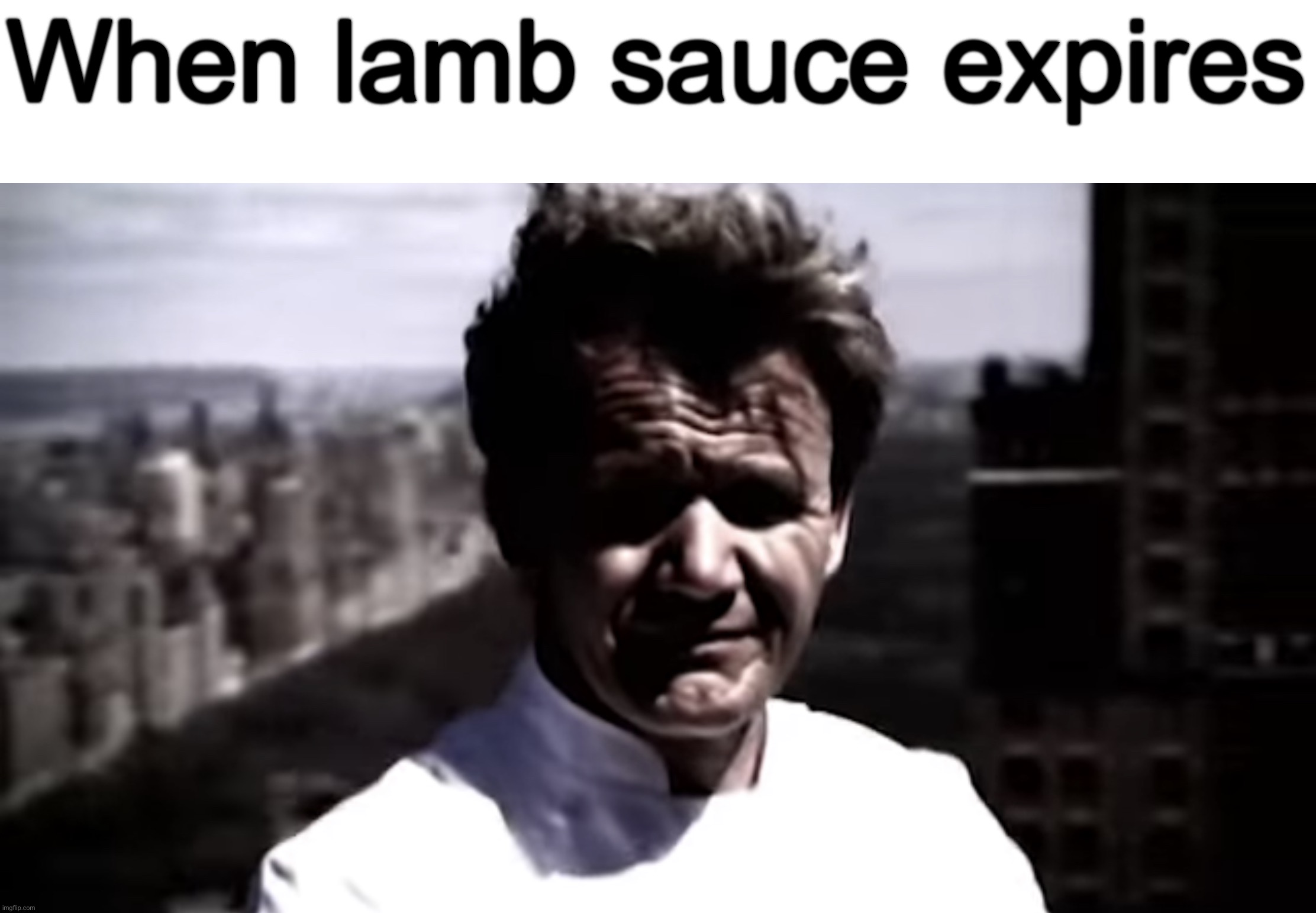 Emotionally destroyed Gordon | When lamb sauce expires | image tagged in emotionally destroyed gordon | made w/ Imgflip meme maker