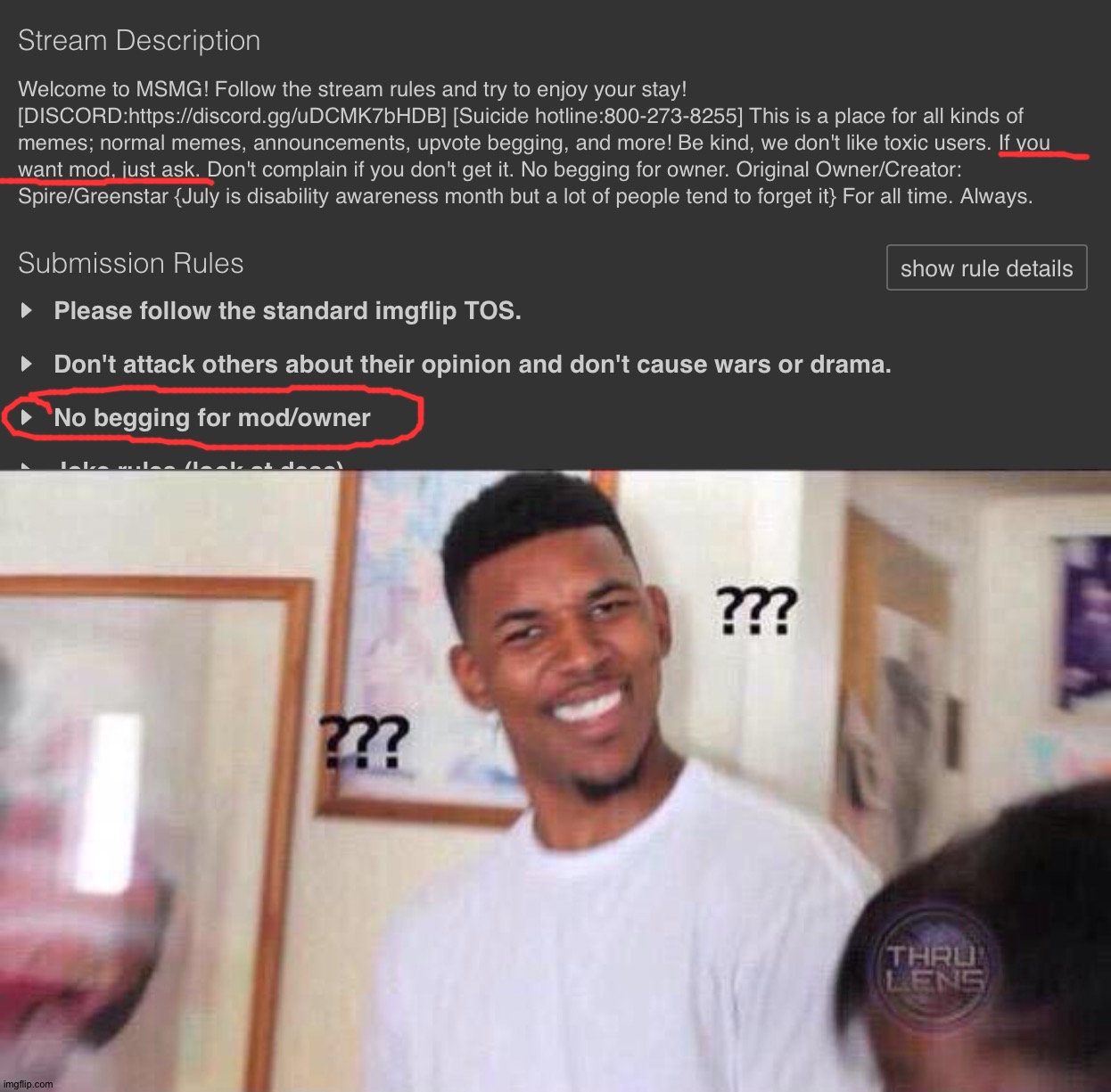 Are we allowed to ask for mod or not? | image tagged in black guy confused | made w/ Imgflip meme maker