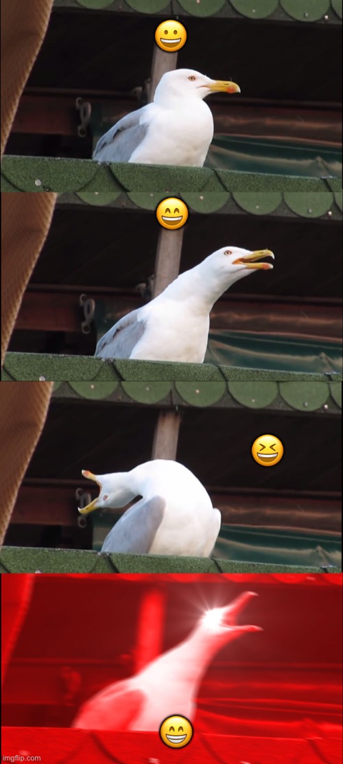 Inhaling Seagull | 😀; 😄; 😆; 😁 | image tagged in memes,inhaling seagull | made w/ Imgflip meme maker
