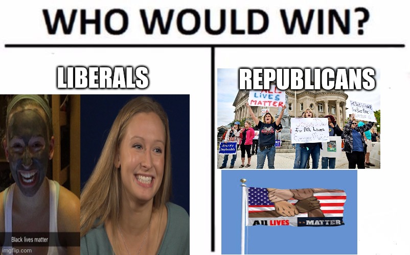 Who will win | LIBERALS; REPUBLICANS | image tagged in memes | made w/ Imgflip meme maker