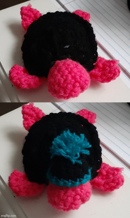 So I made a crochet turtle then I made it a hat. Any name suggestion? | image tagged in names,turtle,crafts | made w/ Imgflip meme maker