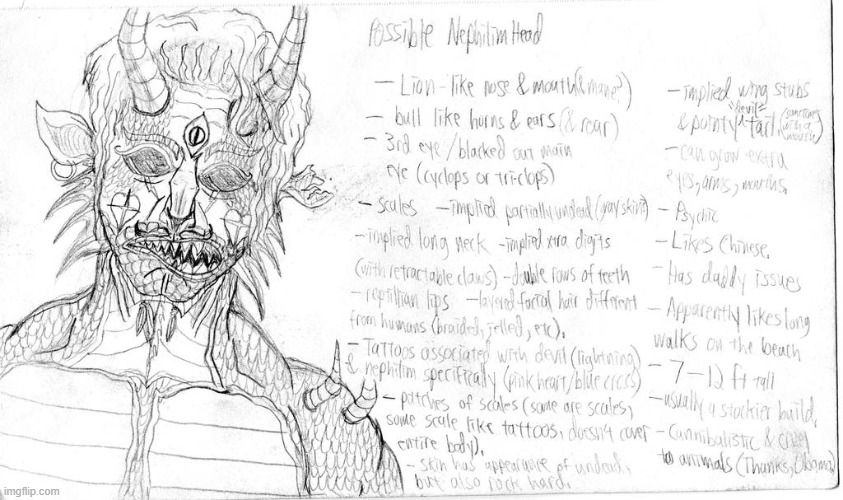 Possible Nephilim design based on different stories from myths and religion (Lion like men from the Bible for one example) | image tagged in nephilim,giants,mythology,monster | made w/ Imgflip meme maker