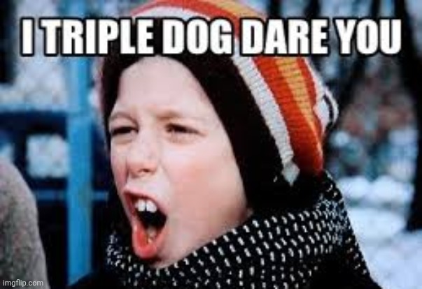 Triple dog dare you | image tagged in triple dog dare you | made w/ Imgflip meme maker