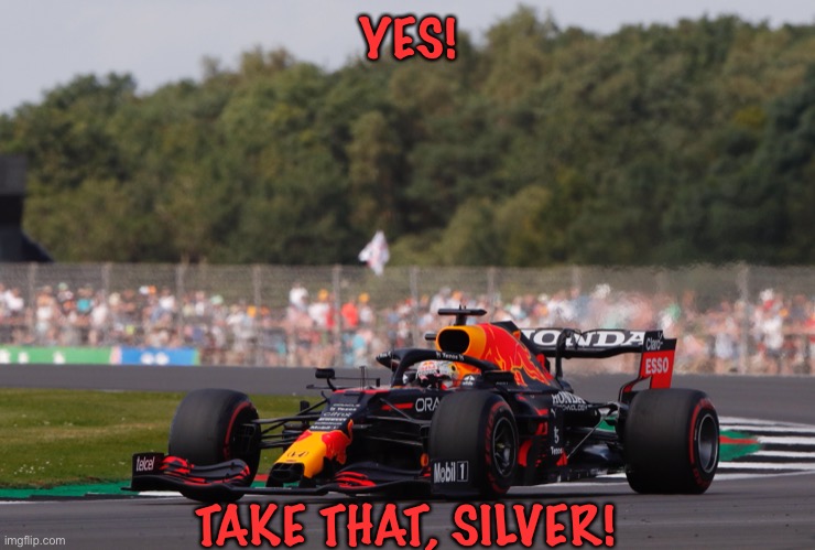 Shadow takes pole for Silverstone. |  YES! TAKE THAT, SILVER! | image tagged in f1 meme championship,f1,shadow the hedgehog,silver the hedgehog,formula 1,max verstappen | made w/ Imgflip meme maker