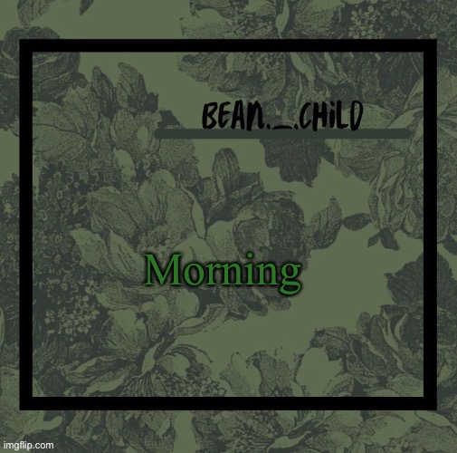 Morning | image tagged in beans army green temp | made w/ Imgflip meme maker
