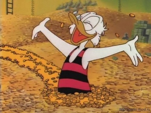 Scrooge McDuck swims in money Blank Meme Template