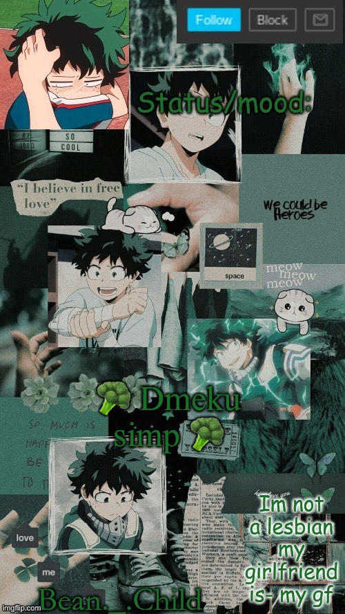 🥦 Dmeku simp 🥦 | image tagged in bean deku temp | made w/ Imgflip meme maker