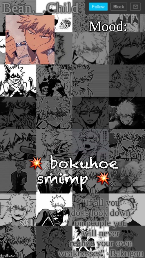 💥 bokuhoe smimp 💥 | image tagged in beanchild bakugou temp | made w/ Imgflip meme maker