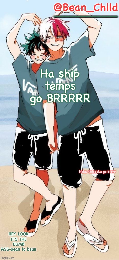 Ha ship temps go BRRRRR | image tagged in beans tododeku icy hot brokoli broken bois | made w/ Imgflip meme maker