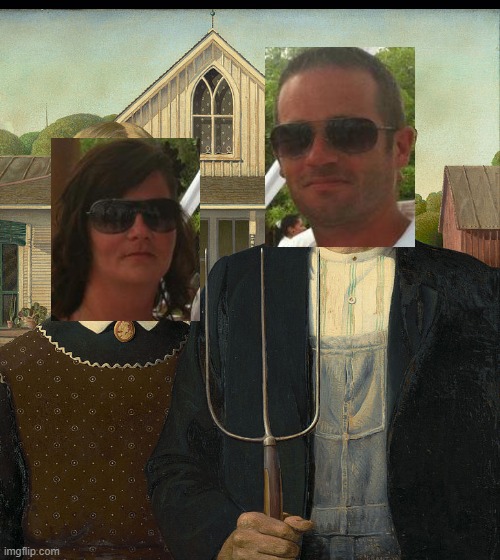 Just Married | image tagged in american,gothic | made w/ Imgflip meme maker