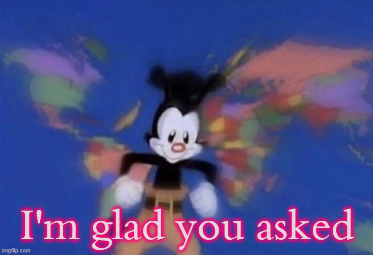 Yakko's World | I'm glad you asked | image tagged in yakko's world | made w/ Imgflip meme maker