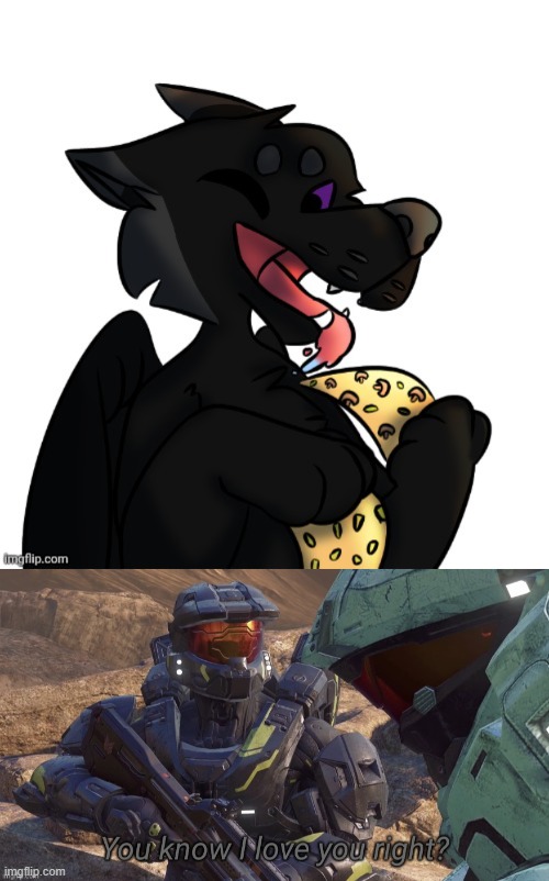 *Nom* (Purest Of Art By _bowtie_bovine) | image tagged in you know that i love you right,cute,food,pizza,furry | made w/ Imgflip meme maker