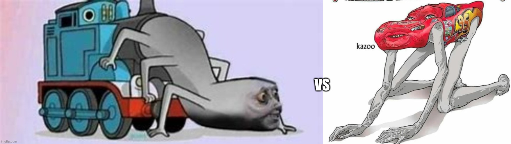 Cursed Thomas vs Cursed McQueen | VS | made w/ Imgflip meme maker