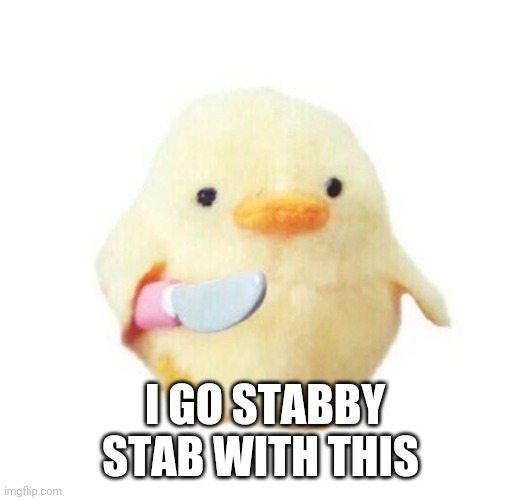 Duck with knife | I GO STABBY STAB WITH THIS | image tagged in duck with knife | made w/ Imgflip meme maker