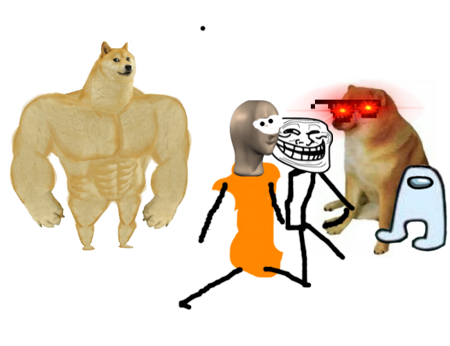 buff doge vs meme master cheems Blank Meme Template