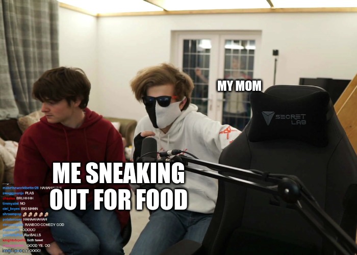MY MOM; ME SNEAKING OUT FOR FOOD | image tagged in funny | made w/ Imgflip meme maker