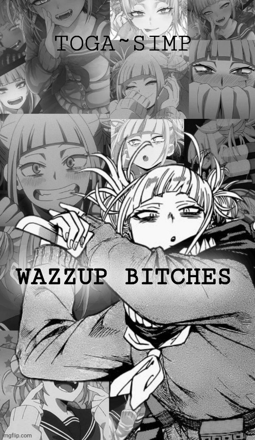 i am not trying to offend anybody dont come @ me | WAZZUP BITCHES | image tagged in toga simp temp 2 | made w/ Imgflip meme maker