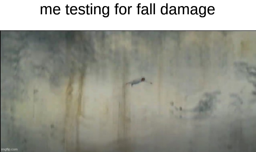 minecrft | me testing for fall damage | image tagged in funny | made w/ Imgflip meme maker