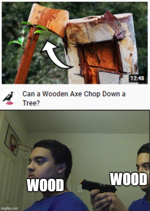 Bruh, YouTubers is going weired | WOOD; WOOD | image tagged in trust nobody not even yourself | made w/ Imgflip meme maker