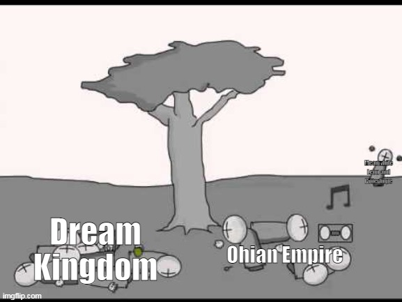 Meanwhile Leon and Bitterhope; Dream Kingdom; Ohian Empire | made w/ Imgflip meme maker