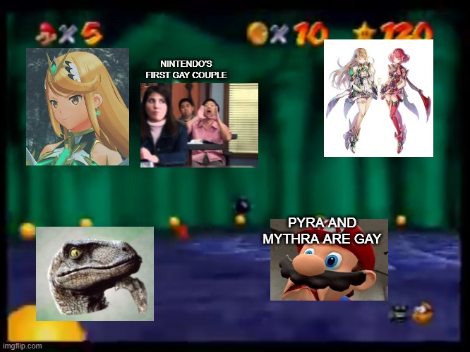 gay nintendo | NINTENDO'S FIRST GAY COUPLE; PYRA AND MYTHRA ARE GAY | image tagged in so long gay bowser | made w/ Imgflip meme maker