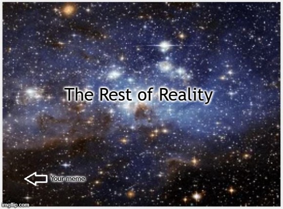 Memes in Space | The Rest of Reality; Your meme | image tagged in memes,out space,reality,influencer | made w/ Imgflip meme maker
