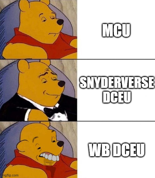 Snyderverse DCEU vs WB DCEU | MCU; SNYDERVERSE DCEU; WB DCEU | image tagged in best better blurst,dceu,zack snyder,mcu | made w/ Imgflip meme maker