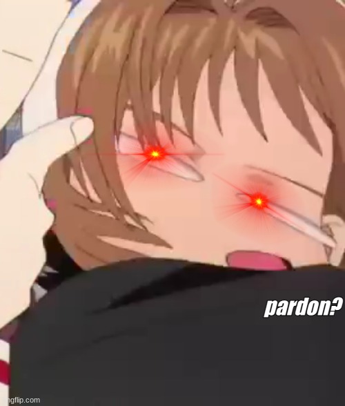 sakura is upset :c |  pardon? | image tagged in sakura,annoyed,gay | made w/ Imgflip meme maker